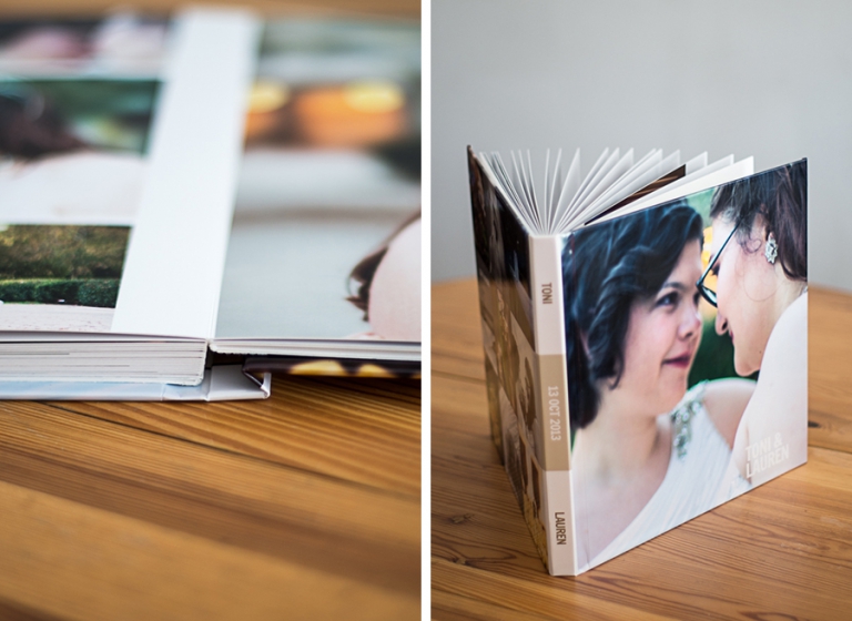 Lauren and Toni's LGBT Wedding Storybook Album flat thin mounted pages